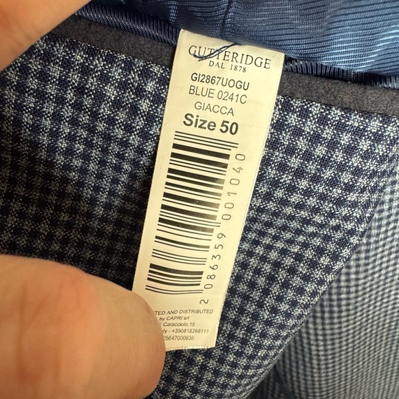Gutteridge Italy Blue Plaid Blazer Wool Size 50 - Picture 7 of 10